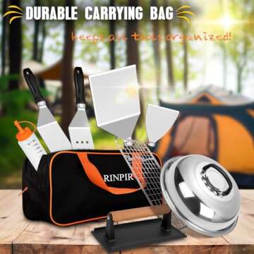 RINPIR 33PCS Griddle Accessories Kit for Blackstone, Flat Top Grill Accessories Tools with Cooling Rack, Melting Dome and Burger Press, Professional Hibachi Spatula Gift Set for Outdoor Teppanyaki BBQ