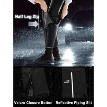 Outdoor Ventures Women's Rain Pants Packable Waterproof Hiking Pants Windproof Breathable Outdoor Rain Over Pants Black