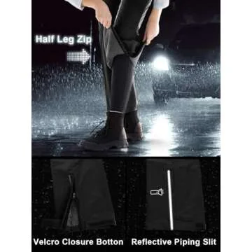 Outdoor Ventures Women's Rain Pants Packable Waterproof Hiking Pants Windproof Breathable Outdoor Rain Over Pants Black