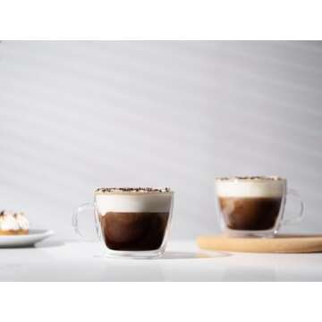 Bodum 15oz Double Wall Latte Mug, High-Heat Borosilicate Glass, Set of 2, Clear