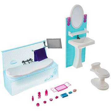 My Fancy Life Dollhouse Furniture - Bathing Fun with Bath Tub and Toilet Playset