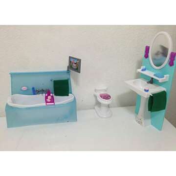 My Fancy Life Dollhouse Furniture - Bathing Fun with Bath Tub and Toilet Playset