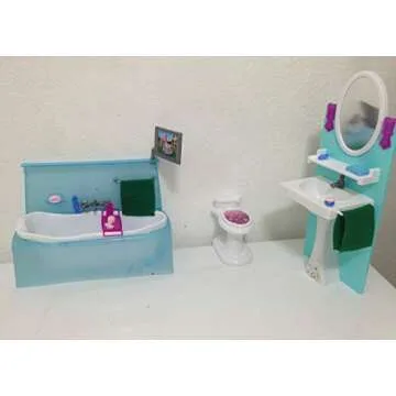 My Fancy Life Dollhouse Furniture - Bathing Fun with Bath Tub and Toilet Playset