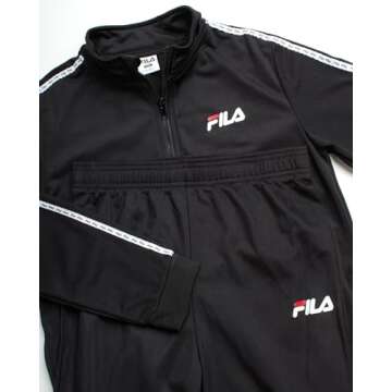 Fila Boys' Active Tracksuit Set - 2 Piece Performance Tricot Sweatshirt and Jogger Sweatpants - Activewear Set for Boys, 8-12
