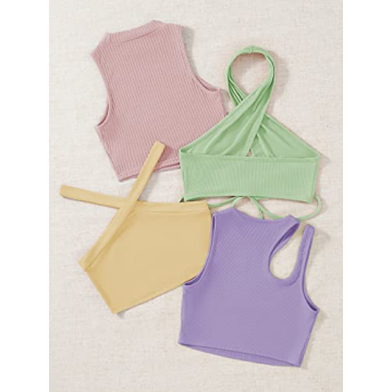 MakeMeChic Women's Ribbed Knit Crop Tops Pack Stylish Comfort