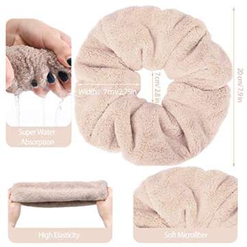 4 Pieces Large Towel Microfiber Drying Soft Scrunchies Thick Scrunchies Fuzzy Scrunchy Ponytail Hold...