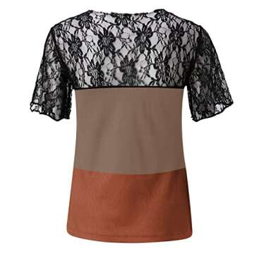 Tunic Tops to Wear with Leggings Summer Simple Solid Color Lace Collar Short-Sleeved T-Shirt Casual Top Womens Tops Tunic Tops Orange Graphic Tee Women Top Gray Blouse for Women