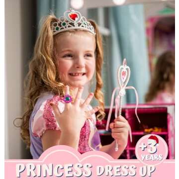 Toyvelt Princess Dress Up Shoes and Jewelry Boutique - Pretend Play for Little Girls Set Incl 4 Pairs Princess Shoes and Lots of Accessories - Toddler Girl Toys (Classic Edition)