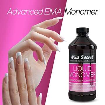 32 oz Mia Secret Liquid Monomer - Professional Acrylic Nail Liquid for Acrylic Powder - EMA monomer acrylic nail liquid