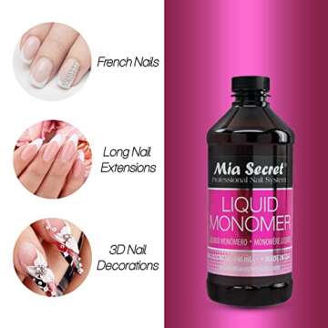 32 oz Mia Secret Liquid Monomer - Professional Acrylic Nail Liquid for Acrylic Powder - EMA monomer acrylic nail liquid