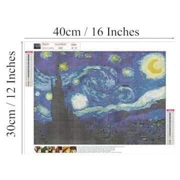 NIHO-JIUMA Van Gogh Starry Night 5D Diamond Painting Kit, DIY Full Drill Art for Adults & Teens, Hom...