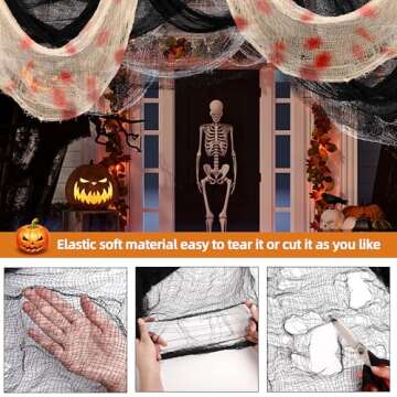 Xgunion Halloween Creepy Cloth 6Pcs 30×72inch Halloween Black Spooky Scary Creepy Gauze Cloth Halloween Decorations for Party Doorways Outdoors Decoration (3 Colors)