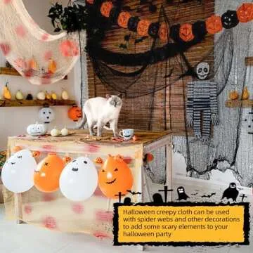 Xgunion Halloween Creepy Cloth 6Pcs 30×72inch Halloween Black Spooky Scary Creepy Gauze Cloth Halloween Decorations for Party Doorways Outdoors Decoration (3 Colors)