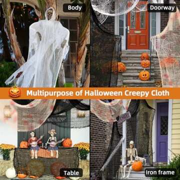 Xgunion Halloween Creepy Cloth 6Pcs 30×72inch Halloween Black Spooky Scary Creepy Gauze Cloth Halloween Decorations for Party Doorways Outdoors Decoration (3 Colors)