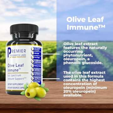 Premier Research Labs Olive Leaf Immune - Potent Extract Capsules for Immune & Heart Health - 60 Veg...