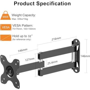 TV Wall Mount, Bracket for Most 13-32 inch LED, LCD Monitor and Plasma TVs, Max VESA 100x100mm by XI...
