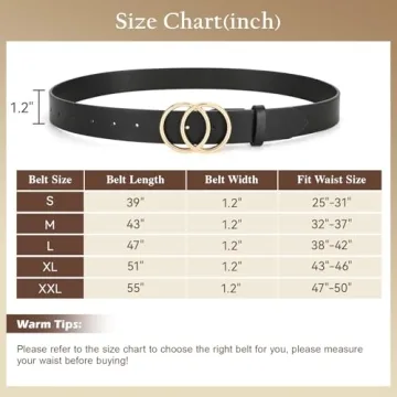SANSTHS 2 Pack Women Leather Belts Faux Leather Jeans Belt with Double O-Ring Buckle (Black & Leopard, M)