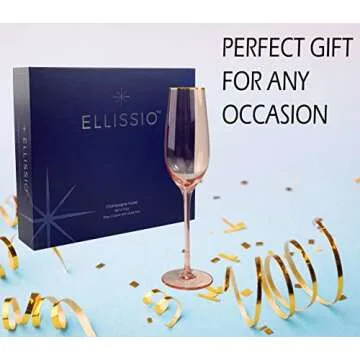 Champagne Flutes, Set of 4 - Modern Crystal Stemware and Flute Glasses for Toasting - Premium Drinkware and Glassware for Weddings, Anniversaries, Holidays, and Parties