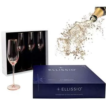 Champagne Flutes, Set of 4 - Modern Crystal Stemware and Flute Glasses for Toasting - Premium Drinkware and Glassware for Weddings, Anniversaries, Holidays, and Parties