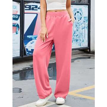 Women Baggy Sweatpants Casual Wide Leg Drawstring Athletic Fit Joggers Lounge Pants Trousers with Pockets 2024 Pink