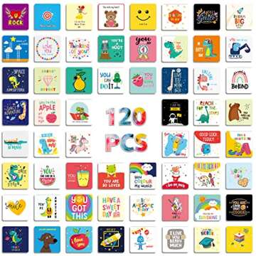 Lunch Box Notes & Jokes for Kids, 120 Pcs Cute Positive Affirmation Cards Inspirational Motivational Cards Design for Kindergarten Boy’s and Girl’s Lunch box,Back to School Gifts for Kids Students