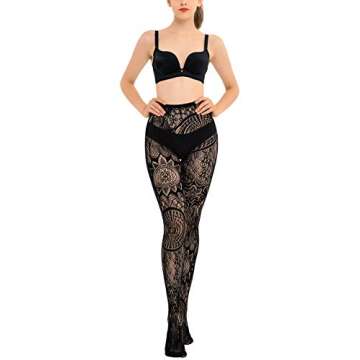 HONENNA Patterned Fishnets Tights - Stylish and Comfortable Black Pantyhose for Women