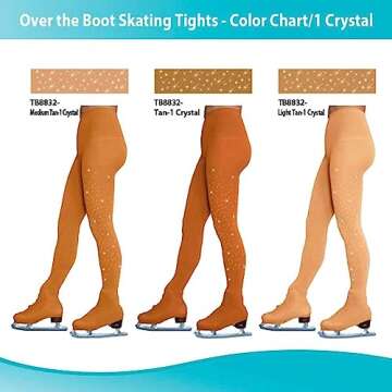 ChloeNoel Figure Skating Light Tan Over The Boot Tights TB8832 Light Tan Adult Small