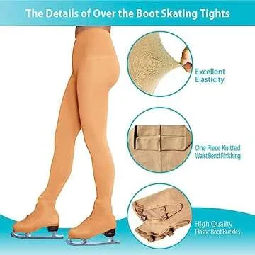 ChloeNoel Figure Skating Light Tan Over The Boot Tights TB8832 Light Tan Adult Small