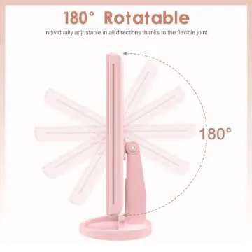 WEILY Makeup Vanity Mirror with 3x/2x Magnification,Trifold Makeup Mirror with 21 Led Lights,80 Degree Adjustable Rotation,Countertop Cosmetic Mirror (Pink)