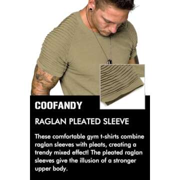 COOFANDY Mens Fitness Gym Outfit Stylish Bodybuilding Tee Khaki XL