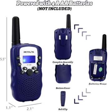 Retevis RT388 Kids Walkie Talkies,Toys for 6-12 Year Old Boys Girls,Walkie Talkies for Kids 2 Way Radio,Kids Toys Gifts for Outdoor(Dark Blue,1 Pair)