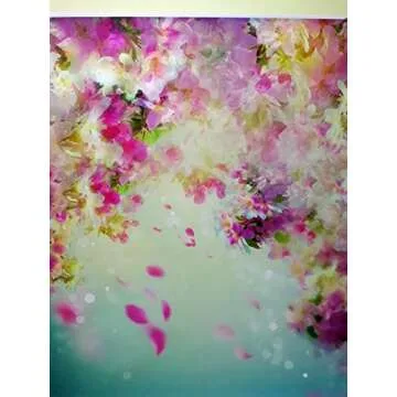 HUAYI 5x10ft Flower Wall Pink Photography Backgrounds Newborn Photo Studio Green Wood Floor D-9923