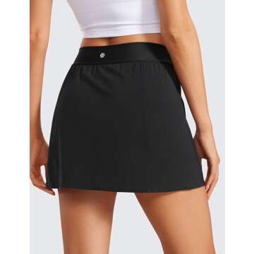 CRZ YOGA A Line Golf Skirts for Women High Waisted Casual Tennis Pickleball Athletic Skorts with Sho...