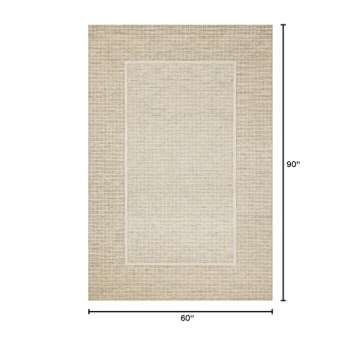 Loloi Chris Loves Julia Briggs Collection, Wheat & Ivory, 5'-0" x 7'-6" Area Rug – Minimal Gritted...