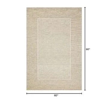 Loloi Chris Loves Julia Briggs Collection, Wheat & Ivory, 5'-0" x 7'-6" Area Rug – Minimal Gritted...