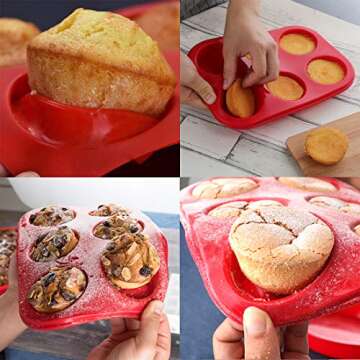 Aokinle Silicone Muffin Pan, Non-Stick 6 Cup Baking Tray