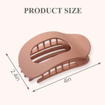 4 PCS Flat Hair Clips, Round Lay Down Hair Claw Clips for Women Girls, French Strong Hold Hair Barre...