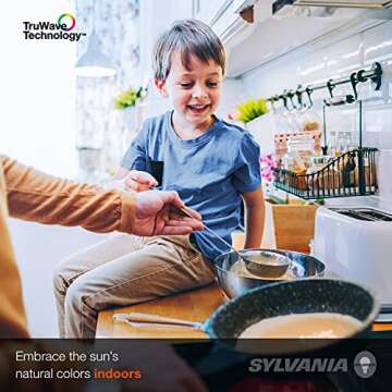 SYLVANIA LED TruWave Natural Series A19 Light Bulb, 60W Equivalent, Efficient 8W, Dimmable, 800 Lumens, Frosted, 5000K, Daylight - 6 Pack (40815)