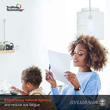 SYLVANIA LED TruWave Natural Series A19 Light Bulb, 60W Equivalent, Efficient 8W, Dimmable, 800 Lumens, Frosted, 5000K, Daylight - 6 Pack (40815)