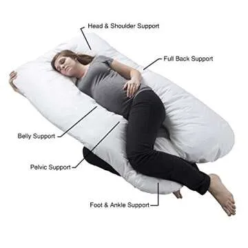 Pregnancy Pillow - U-Shaped Full Body Pillow with Removable Cover - Pregnancy Pillows for Sleeping - Body Pillows for Adults, Maternity Pillow, and Pregnancy Must Haves by Lavish Home (White)