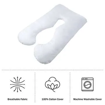 Pregnancy Pillow - U-Shaped Full Body Pillow with Removable Cover - Pregnancy Pillows for Sleeping - Body Pillows for Adults, Maternity Pillow, and Pregnancy Must Haves by Lavish Home (White)