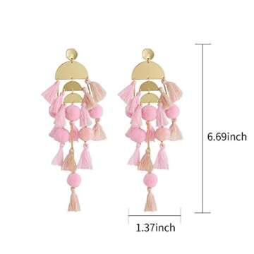 Badu Women Feather Earrings Long Tassel Bohemian Jewelry White Gold Wedding Accessories… (Style-13...