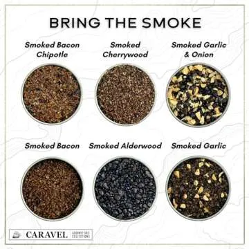 Smoked Sea Salt Sampler Set, Alderwood, Cherrywood, Bacon and Garlic Smoked Salts, Gourmet Cooking G...