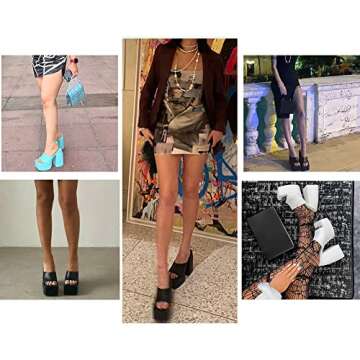 VIMISAOI Platform Sandals for Women, Sexy Square Peep Toe Slip On Chunky High Heel Sandals Date Dress Pumps