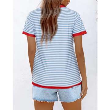 Peauty Summer Breastfeeding Shirts for Women Nursing Tops Round Neck Short Sleeve Plus Size (Light Blue L)