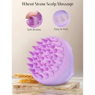 HEETA Scalp Massager with Soft Silicone Bristles for Hair Growth, Dandruff Removal, and Scalp Relaxation - Shampoo Brush for Wet or Dry Hair (Green & Purple)