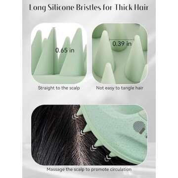 HEETA Scalp Massager with Soft Silicone Bristles for Hair Growth, Dandruff Removal, and Scalp Relaxation - Shampoo Brush for Wet or Dry Hair (Green & Purple)