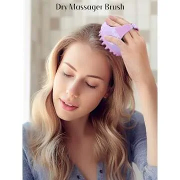 HEETA Scalp Massager with Soft Silicone Bristles for Hair Growth, Dandruff Removal, and Scalp Relaxation - Shampoo Brush for Wet or Dry Hair (Green & Purple)