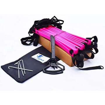 Cintz 15 Ft Pink Speed Agility Ladder Soccer Training Workout Heavy Duty Fixed Rungs