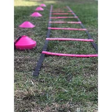 Cintz 15 Ft Pink Speed Agility Ladder Soccer Training Workout Heavy Duty Fixed Rungs